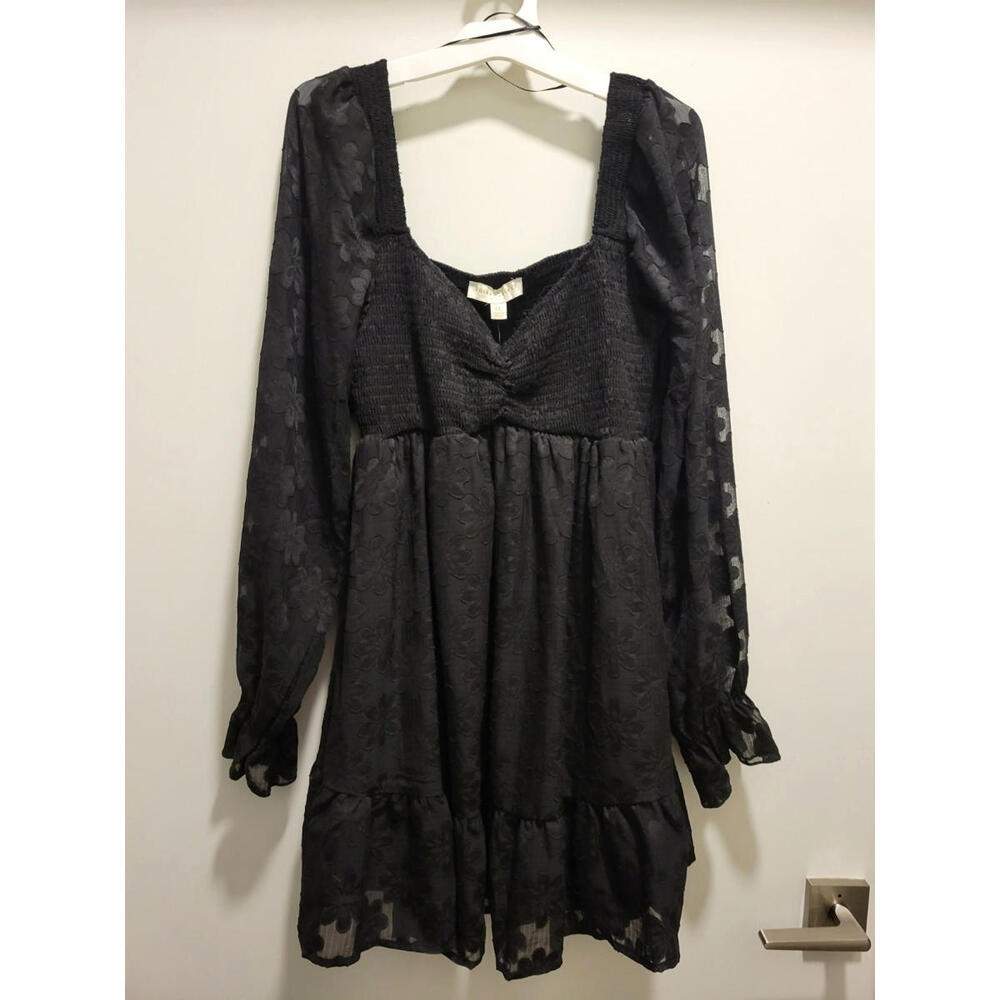 Thirty LA Black  Dress Sheer Womens XL Floral Whimsigoth Dark Romantic Witchy